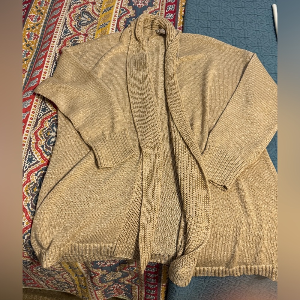 Chico's Tan Open Front Cardigan